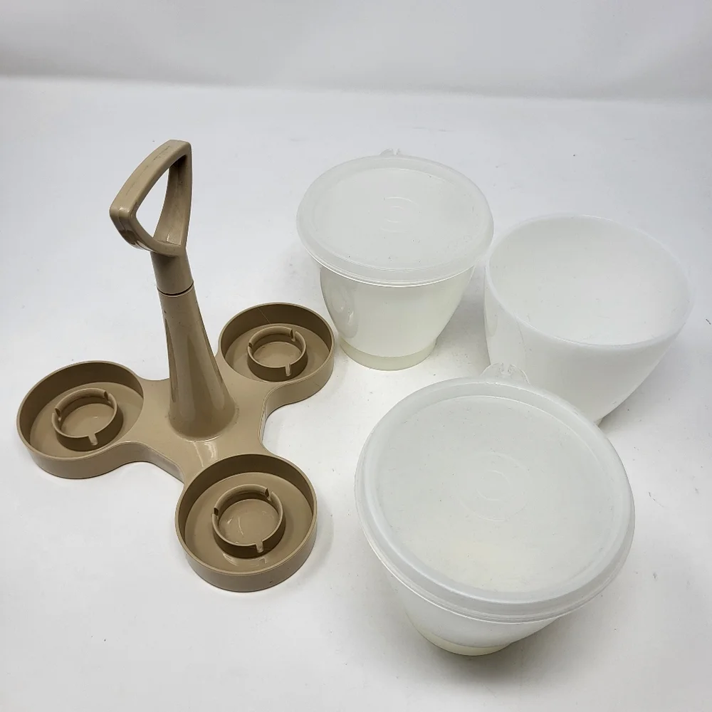 Vintage Tupperware Condiment Caddy Almond - Picture 4 of 6